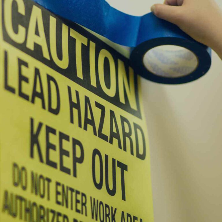 Lead dust cleaning hazard sign