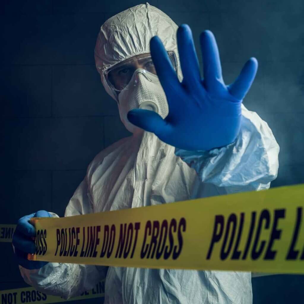 forensic cleaning at crime scene
