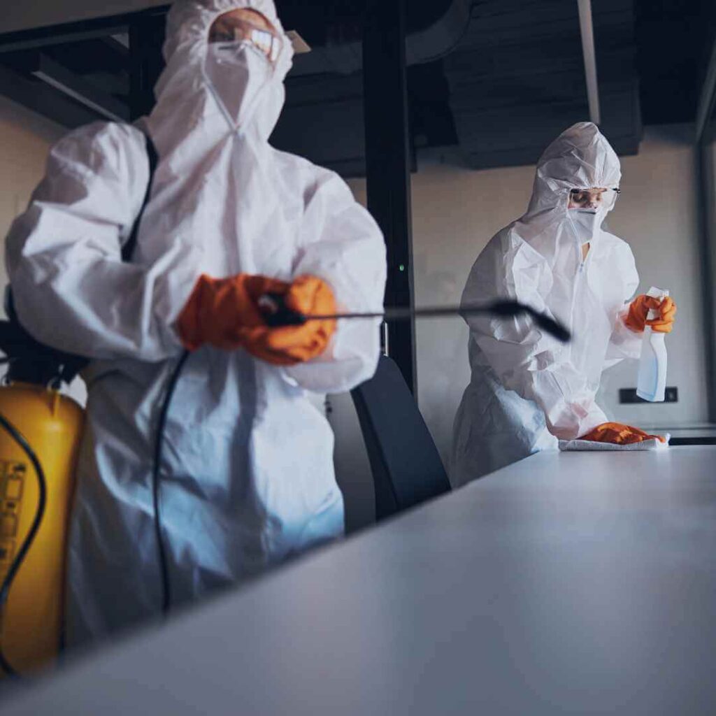 Trauma cleaners performing deceased estate cleaning