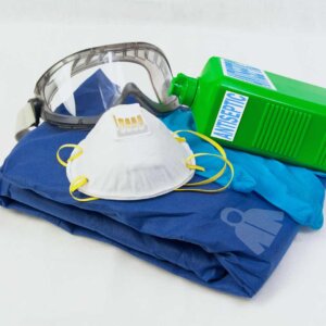 Protection kit used by professional forensic cleaners 