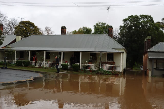 Flood damage restoration flooded house