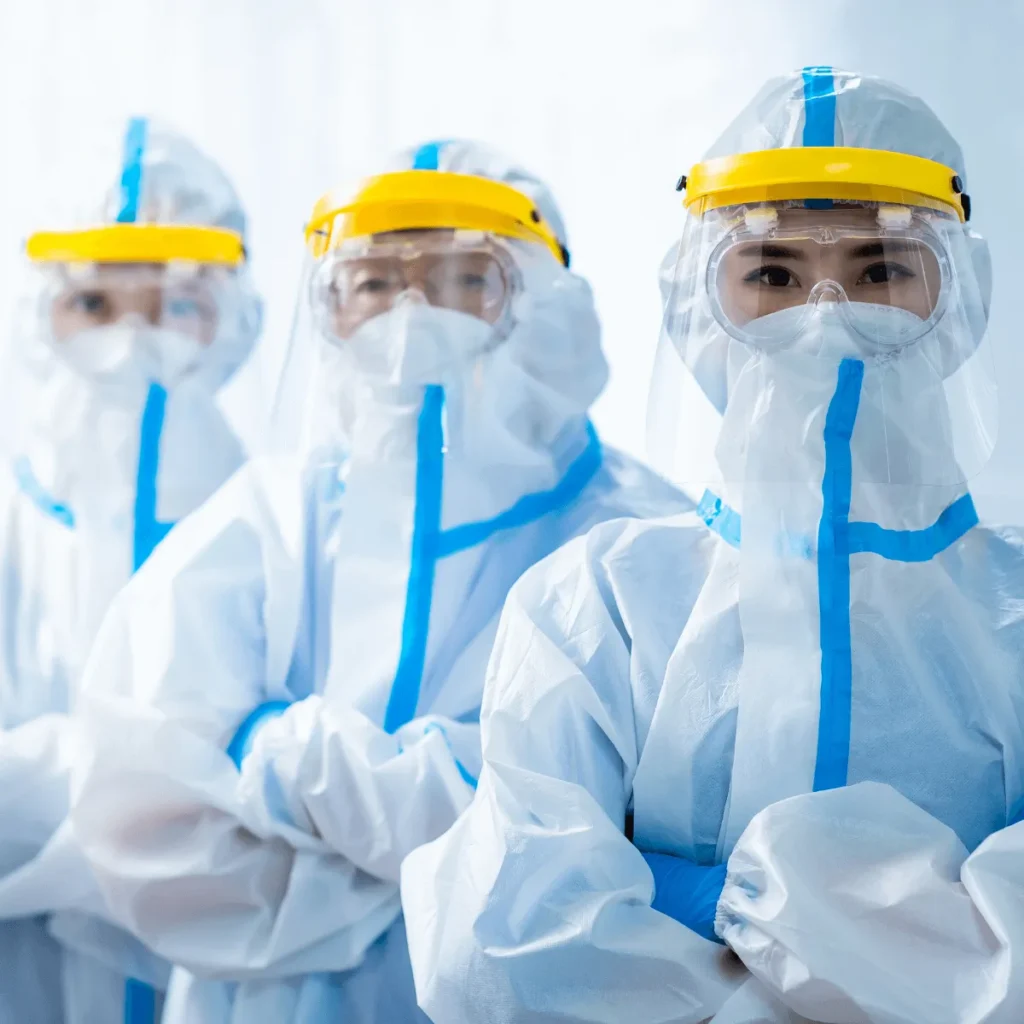 Essential Hoarder Cleaning Supplies for Hoarder Cleanup 9 AllAces cleaning technicians wearing full PPE during a job.