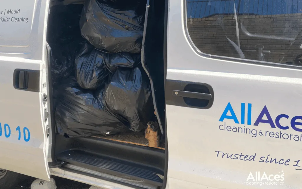 Hoarded belongings cleared during an AllAces cleanup.