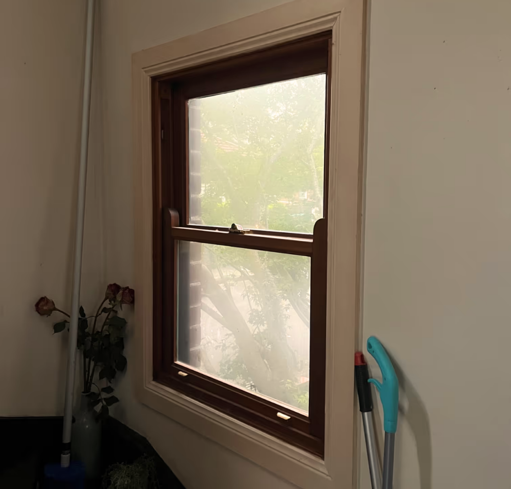 Interior of a home requiring thorough nicotine cleaning due to twenty years of heavy smoking.
