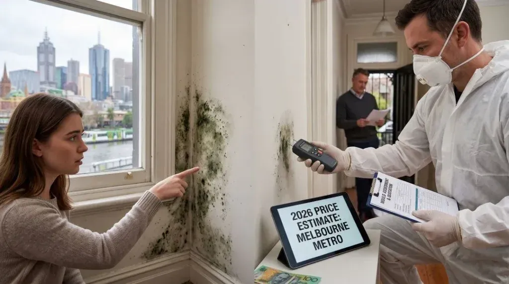Header image for the AllAces guide to mould removal costs in Melbourne.
