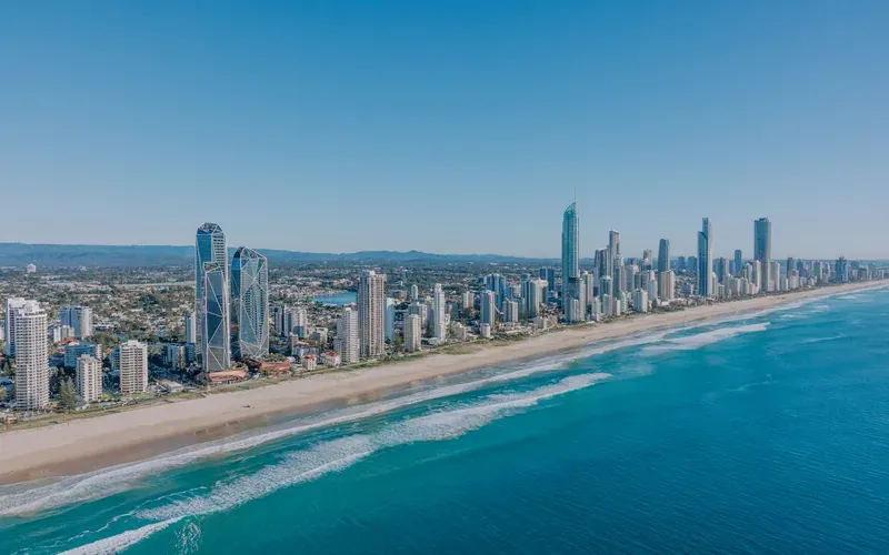 Surfers Paradise high-rise towers beside the beach on the Gold Coast